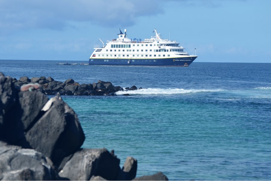 National Geographic Endeavour II vessel among the Galapagos Islands