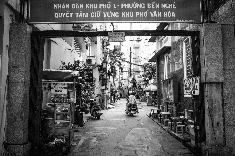 Ho Chi Minh City in black and white