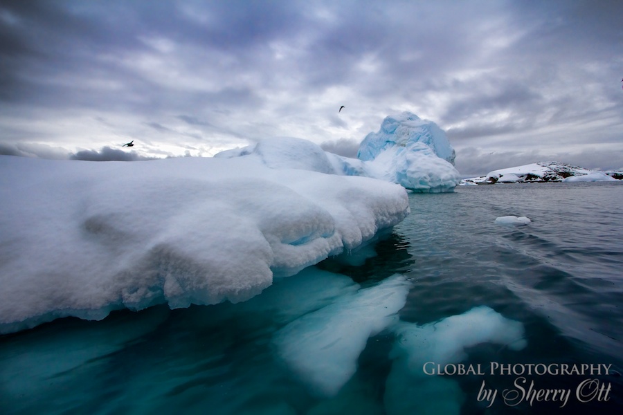 Antarctica iceberg under water