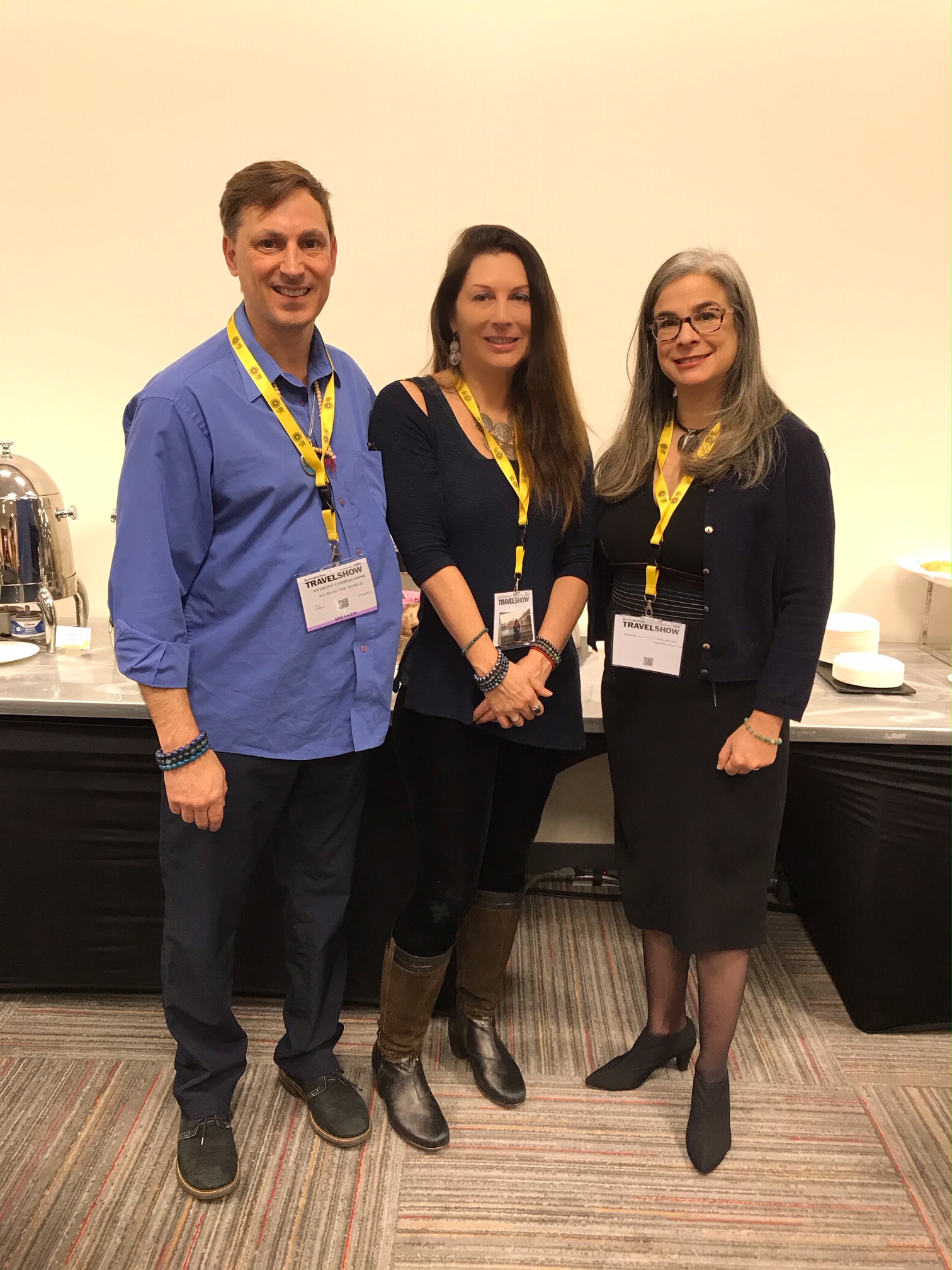 Anthony Compagnone, Renee Blodgett and Pauline Frommer in the New York Times Travel Show Speaker room.