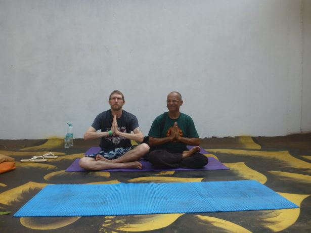 Doing yoga in Vagator, Goa, India