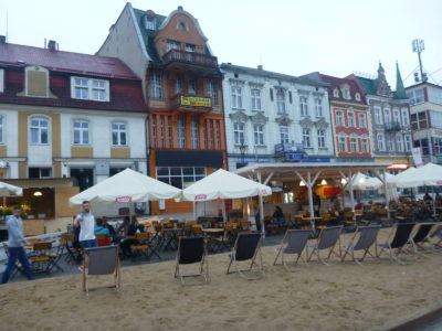 The beer garden and beach in the Rynek