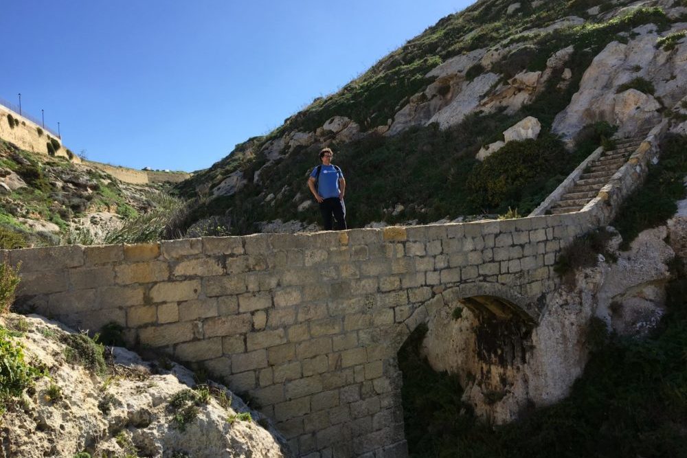 Walking up from Xlendi Bay on Gozo.