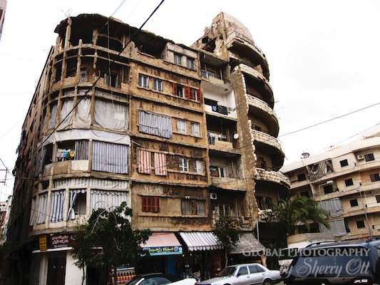 bombed building beirut