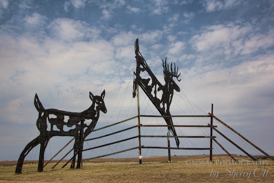 Giant deer metal sculpture
