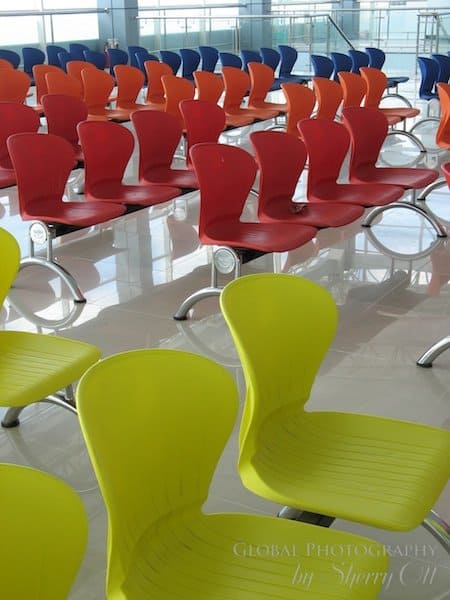 Colorful airport chairs in SE Asia